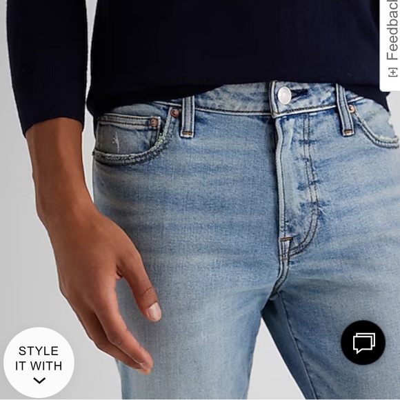 Men’ Express Light Wash Athletic Slim Hyper Hyper Stretch NWT - Picture 2 of 4